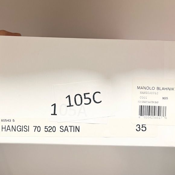 Manolo Blahnik Hangisi Dark Gray Satin Jeweled Buckle heels Pumps - Picture 8 of 10